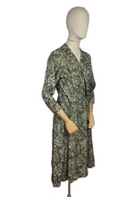 Load image into Gallery viewer, Original 1950's Silk Floral Day Dress in Green - Bust 38 *