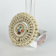 Load image into Gallery viewer, Original 1940's White Wartime Make Do and Mend Brooch with Glass Flower Button Middle