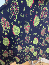 Load image into Gallery viewer, Stunning Original 1940's Dark Blue Dress with Cerise Pink and Lime Green Leaf Print