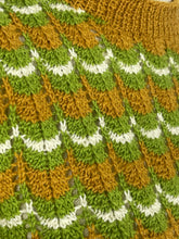 Load image into Gallery viewer, Reproduction 1940's Victory Jumper in Mustard, Green and White Hand Knitted from a WW2 Pattern by Home Notes - Bust 34