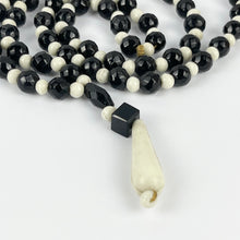 Load image into Gallery viewer, Gorgeous Vintage French Jet and White Glass Necklace - Cream and Black Circular Glass Beads with White Droplet
