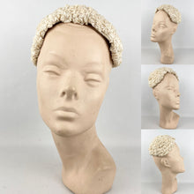 Load image into Gallery viewer, Original 1950's Cream Ruffled Lace Half Hat - Perfect for a Summer Wedding