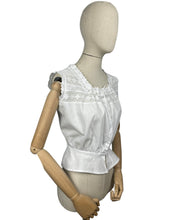Load image into Gallery viewer, Antique Irish Made White Cotton Chemise with Broderie Anglaise Trim - Bust 34 36 *