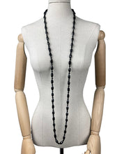 Load image into Gallery viewer, Gorgeous Vintage French Jet Flapper Length Necklace - Inky Black Glass Beads