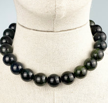 Load image into Gallery viewer, Vintage Bakelite Choker Necklace in Dark Green with Screw Clasp