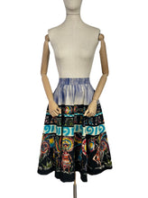 Load image into Gallery viewer, Original 1950's Cotton Cara Hendrix Painted Mexican Skirt in Vibrant Aztec Warriors Print - Waist 31 32 33 *