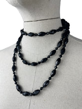 Load image into Gallery viewer, Gorgeous Vintage French Jet Flapper Length Necklace - Inky Black Glass Beads