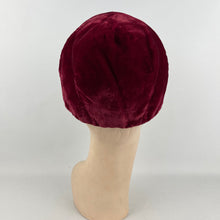 Load image into Gallery viewer, Original 1950's Red Wine Cotton Velvet Close Fitting Hat *