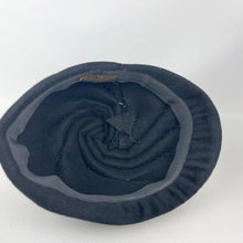 Load image into Gallery viewer, Original Late 1930's or Early 1940’s Inky Black Felt Hat with Tab Top Trim *