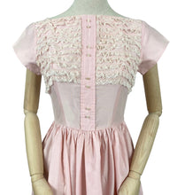 Load image into Gallery viewer, 1950s Pastel Pink Cotton Dress with Lace Trimmings by Teena Paige - Bust 35 36 *