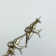 Load image into Gallery viewer, Antique Victorian Hallmarked Silver Double Swallow Brooch Set with Paste - Sweetheart Brooch *