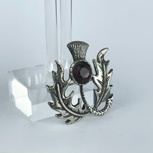 Load image into Gallery viewer, Charming Vintage Scottish Thistle Brooch with Purple Paste Stone