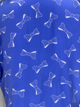 Load image into Gallery viewer, Reproduction Volup 1940's 1950's Novelty Print Pure Silk Dress in Blue with White Polka Dot Bows - Bust 40 42 *