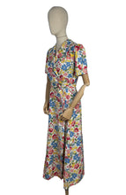 Load image into Gallery viewer, Original 1940's Full Length Floral Textured Cotton House Coat - Great Summer Maxi Dress - Bust 36