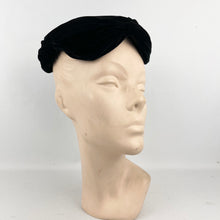 Load image into Gallery viewer, Original 1950's Classic Black Velvet Hat by Jacoll - Great Wardrobe Staple