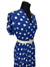 Load image into Gallery viewer, Original 1940's Blue and White Polka Dot Belted Dress and Matching Shorts and Top Playsuit - Bust 34 *