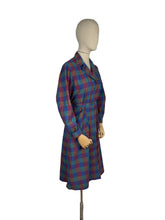 Load image into Gallery viewer, Original 1940’s Plaid Cotton Long Sleeved Belted Chore Dress with Pockets and Ric-rac Trim - Bust 36 38 *