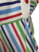 Load image into Gallery viewer, Original 1940's Lightweight Summer Dress in Stripes of Blue, Red and Green on White - Bust 38 40