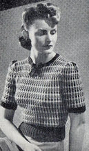 Load image into Gallery viewer, Reproduction 1940's Waffle Stripe Jumper in Brown, Blue, Green and Lavender Knitted from a Wartime Pattern - Bust 36 38 40
