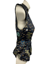 Load image into Gallery viewer, Vintage Inky Black Satin Blouse with Silk Embroidered Chinese Dragons and Phoenixes - Bust 32 34