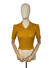 Load image into Gallery viewer, 1940's Reproduction Twisted Cable and Rib Jumper in Mustard Pure Wool - Bust 32 33 34 *