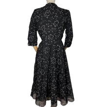 Load image into Gallery viewer, Original 1950's Volup Cocktail Dress in Black Net With Flower Print by Philip Kunick - Bust 42 44