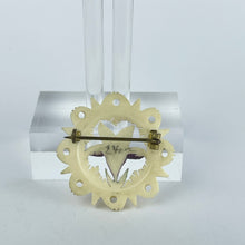 Load image into Gallery viewer, Original 1940's 1950's Carved Bovine Bone Gentian Circlet Brooch