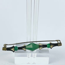 Load image into Gallery viewer, Original 1930's Black, Green and Cream Plastic Bar Brooch