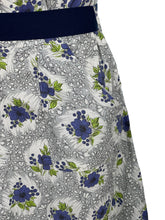 Load image into Gallery viewer, Original 1940's Grey, White, Blue and Green Cotton Summer Dress with Floral Print - B36