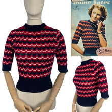 Load image into Gallery viewer, Reproduction 1940's Victory Jumper Hand Knitted from a WW2 Pattern by Home Notes - Bust 34 36