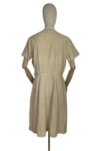 Load image into Gallery viewer, Original Late 1950's or Early 1960's Smartsette Lightweight Cotton Day Dress in Yellow, Black and White Check - Bust 42