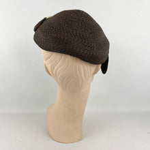 Load image into Gallery viewer, Original 1930’s Brown and Cream Straw Hat with Leaf Detail