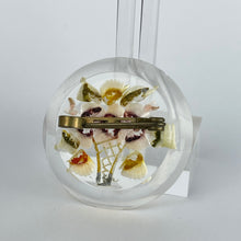 Load image into Gallery viewer, Original 1940's 1950's Reverse Carved Lucite Brooch with Flowers in a Vase - Delicate Pastel Shades *