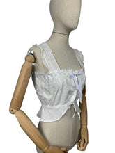 Load image into Gallery viewer, Antique White Cotton Chemise with Broderie Anglaise Detail and Cotton Lawn Straps - Bust 34 35 *