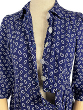 Load image into Gallery viewer, Original 1940’s 1950’s Novelty Print Pretzel Print Dress in Blue and White - Bust 34" *