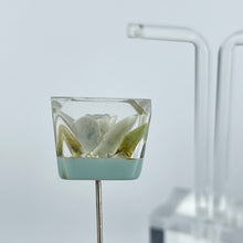 Load image into Gallery viewer, Original 1940's 1950's Carved Lucite Floral Hat Pin in Blue and White *
