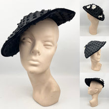 Load image into Gallery viewer, Original 1950's Black and White Pancake Hat in Grosgrain and Velvet - Great New Look Design