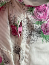 Load image into Gallery viewer, Original 1950’s Pretty Pink Roses Print Dress in Fine Stripe - Bust 34