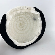 Load image into Gallery viewer, Original 1950's White and Black Hat with Velvet Bobble Trim - Charming Little Piece *