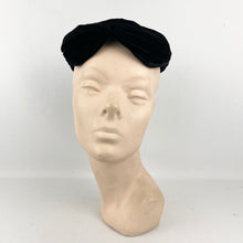 Load image into Gallery viewer, Original 1950's Classic Black Velvet Hat by Jacoll - Great Wardrobe Staple