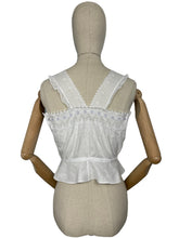 Load image into Gallery viewer, Antique White Cotton Chemise with Broderie Anglaise Detail and Cotton Lawn Straps - Bust 34 35 *