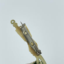 Load image into Gallery viewer, Vintage 1930's or 1940's Green Boots and Riding Crop Plastic Brooch