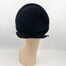 Load image into Gallery viewer, Original 1950's Classic Black Fur Felt Hat with Teeny Paste Trim - Smart Little Piece