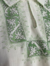 Load image into Gallery viewer, Original 1930's Hand Embroidered Muslin Blouse - Stunning Green Leaf Embroidery - Bust 34 36