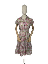 Load image into Gallery viewer, Original 1950’s Nylon Floral Dress with Pink Roses Print - Bust 36 38