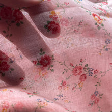 Load image into Gallery viewer, Original 1930's 1940's Cotton Voile in Pink with Charming Floral Roses Print - 38" x 62"