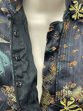 Load image into Gallery viewer, Vintage Inky Black Satin Blouse with Silk Embroidered Chinese Dragons and Phoenixes - Bust 32 34