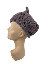 Load image into Gallery viewer, Reproduction 1930's Pointed Hat - Hand Knitted in Merino Wool in Mulberry