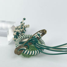 Load image into Gallery viewer, Original 1940's White and Green Wartime Make Do and Mend Brooch with Flower Cluster Centre