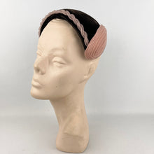 Load image into Gallery viewer, Original 1950's Chocolate Brown Velvet Hat with Baby Pink Nylon Trim *